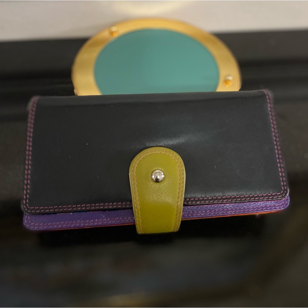 Colorblock Orange Leather Wallet